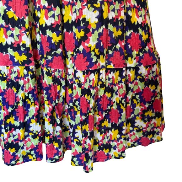 Go Softly Patio Floral Midi Dress w/ Ruffled Hem & Short Sleeves 100% Rayon Sz L - Picture 3 of 6